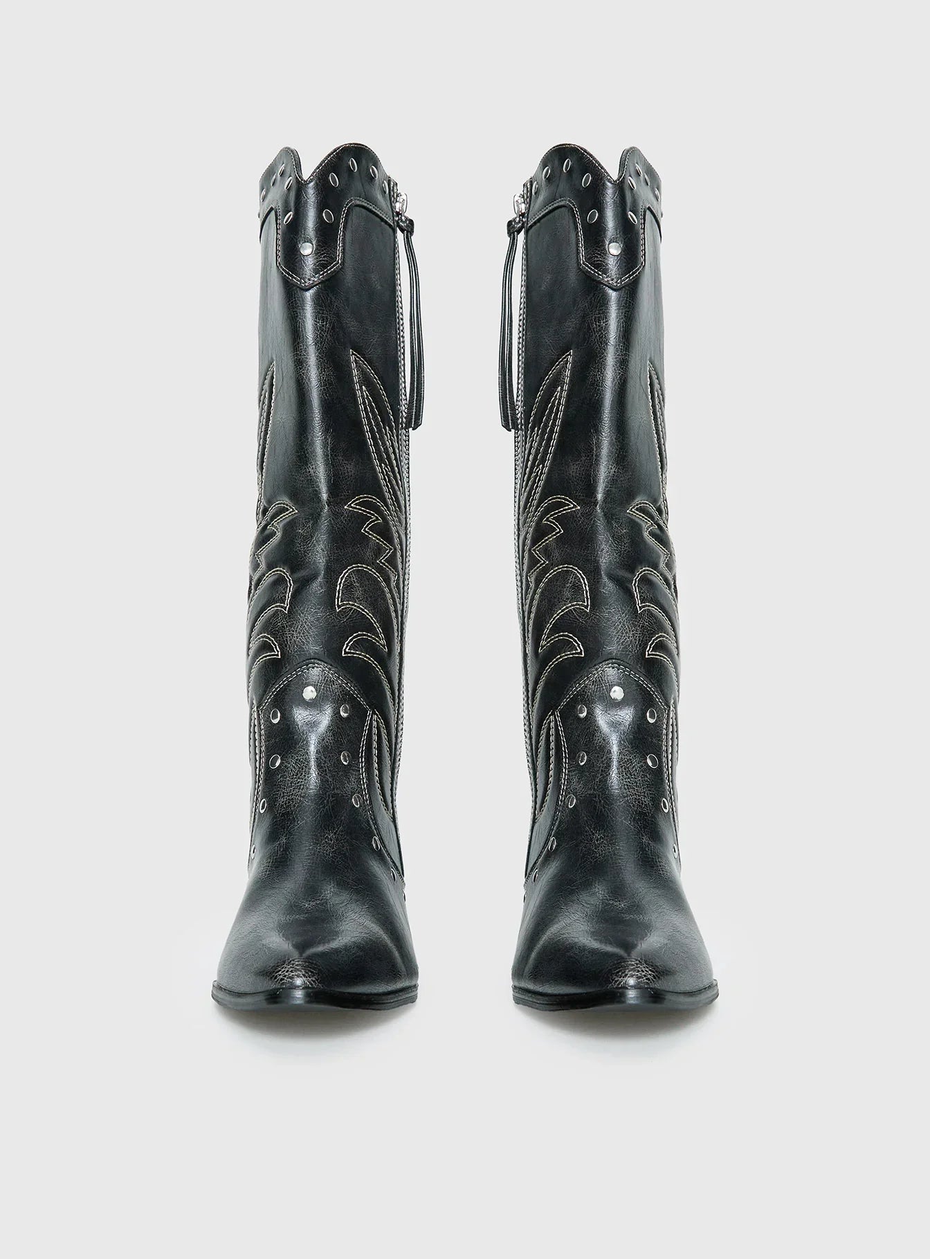 Austin Distressed Cowboy Boots Black