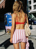 Caraliia Mini Skirt Pink Red Stripe