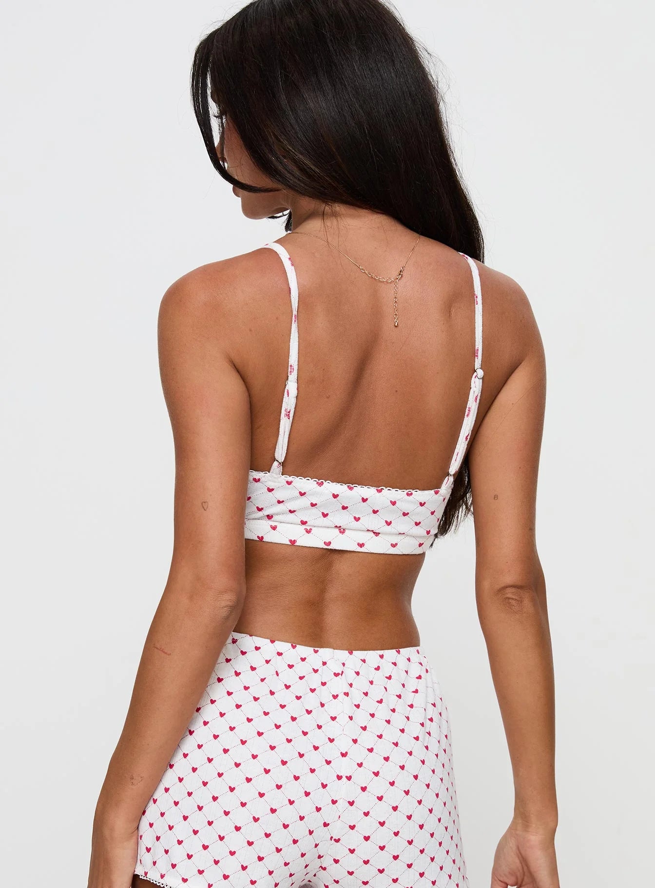 Slumber Pointelle Sleep Bralette White Red