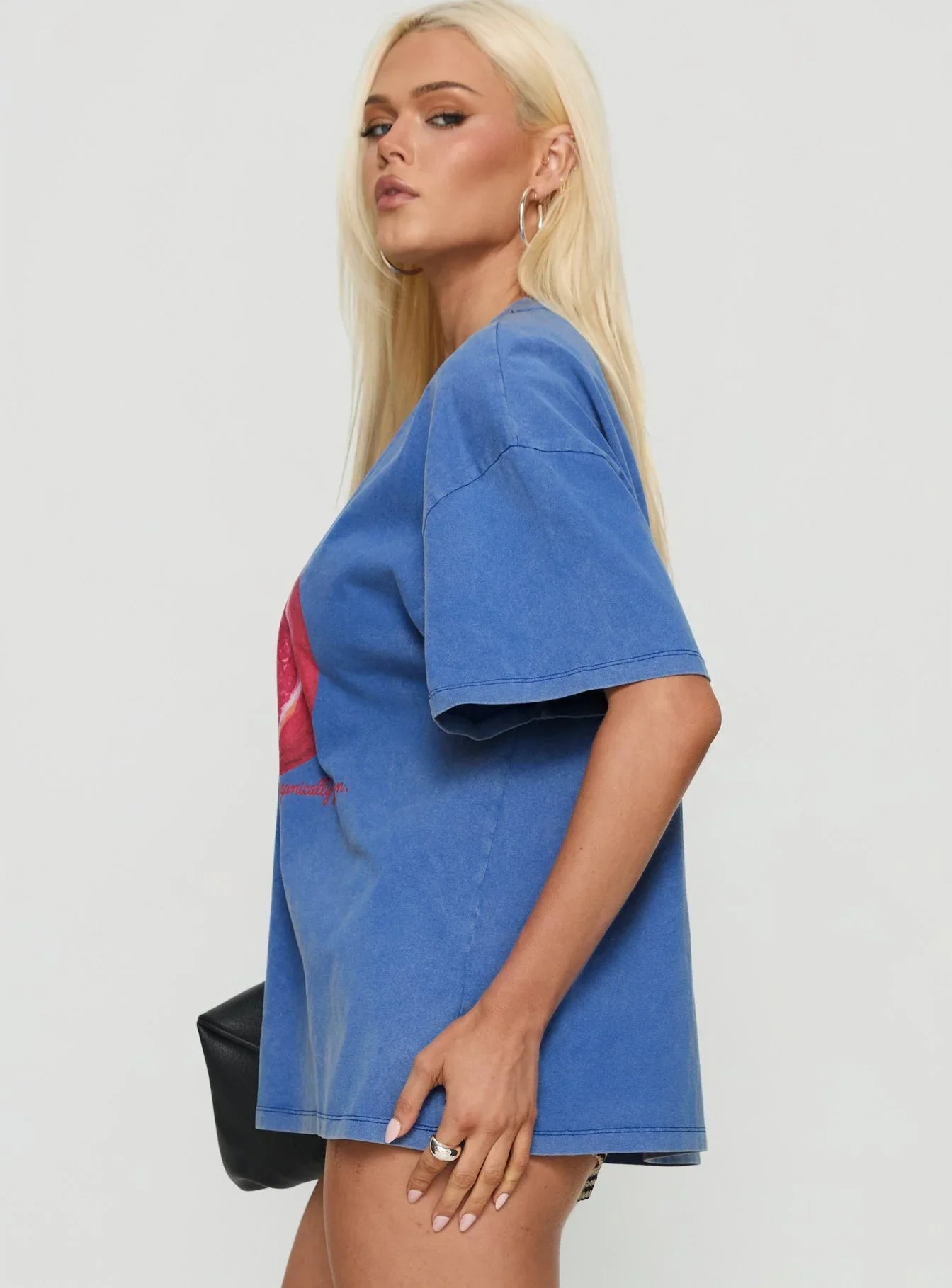 Linsay Oversized Graphic Tee Blue / Pomegranate