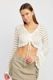 Liv White Ruched Crochet Crop Top