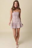 Taryn Pink Gingham Strapless Mini Dress
