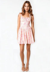 Chateau Blush Pink Floral Bustier Dress
