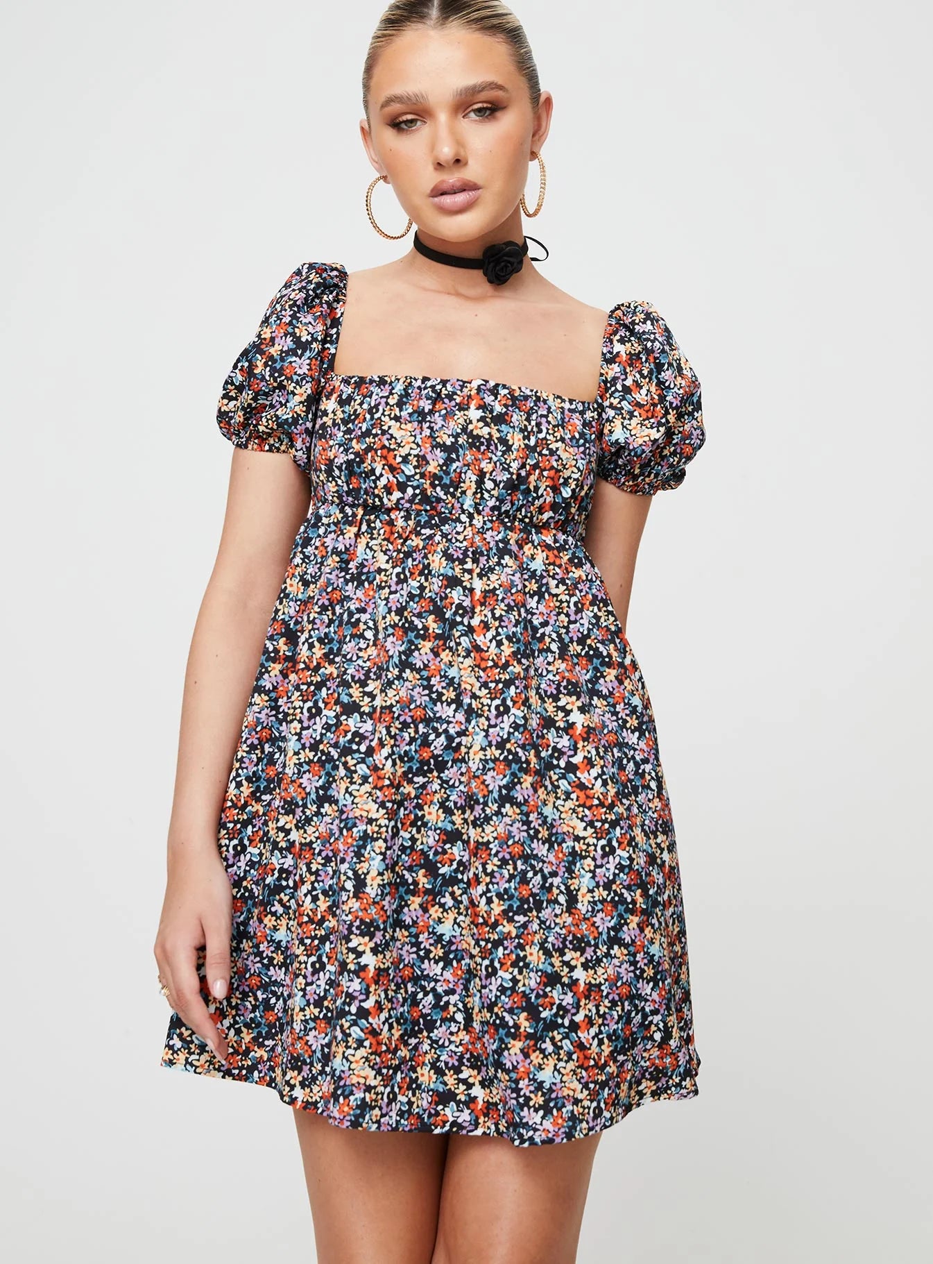 Lets Dance Mini Dress Black Floral