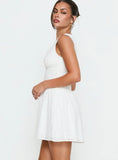 Thinking Bout You Lace Trim Sleeveless Mini Dress White