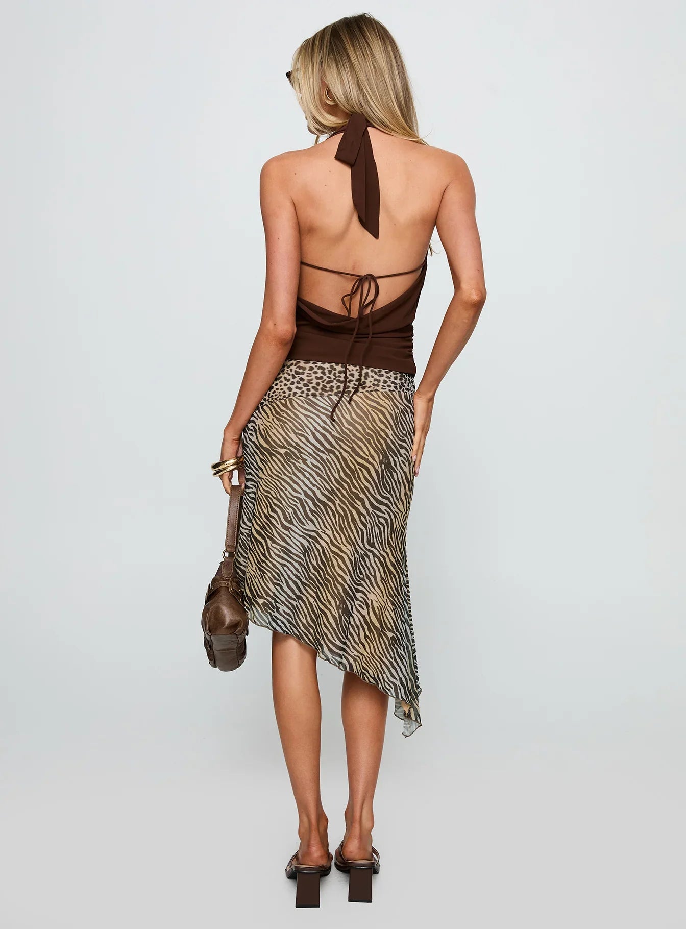 Diora Asymmetrical Midi Skirt Animal Print