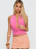 Carefree Days Cowl Neck Top Pink