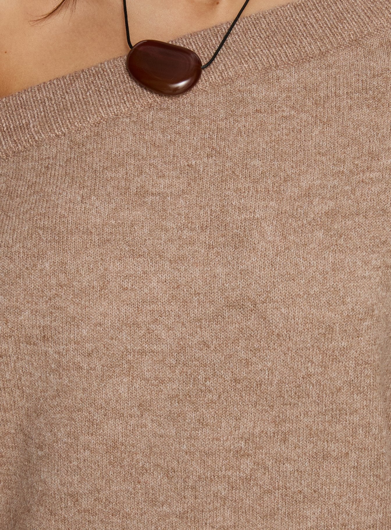 Kourta Off Shoulder Oversized Knit Top Mocha