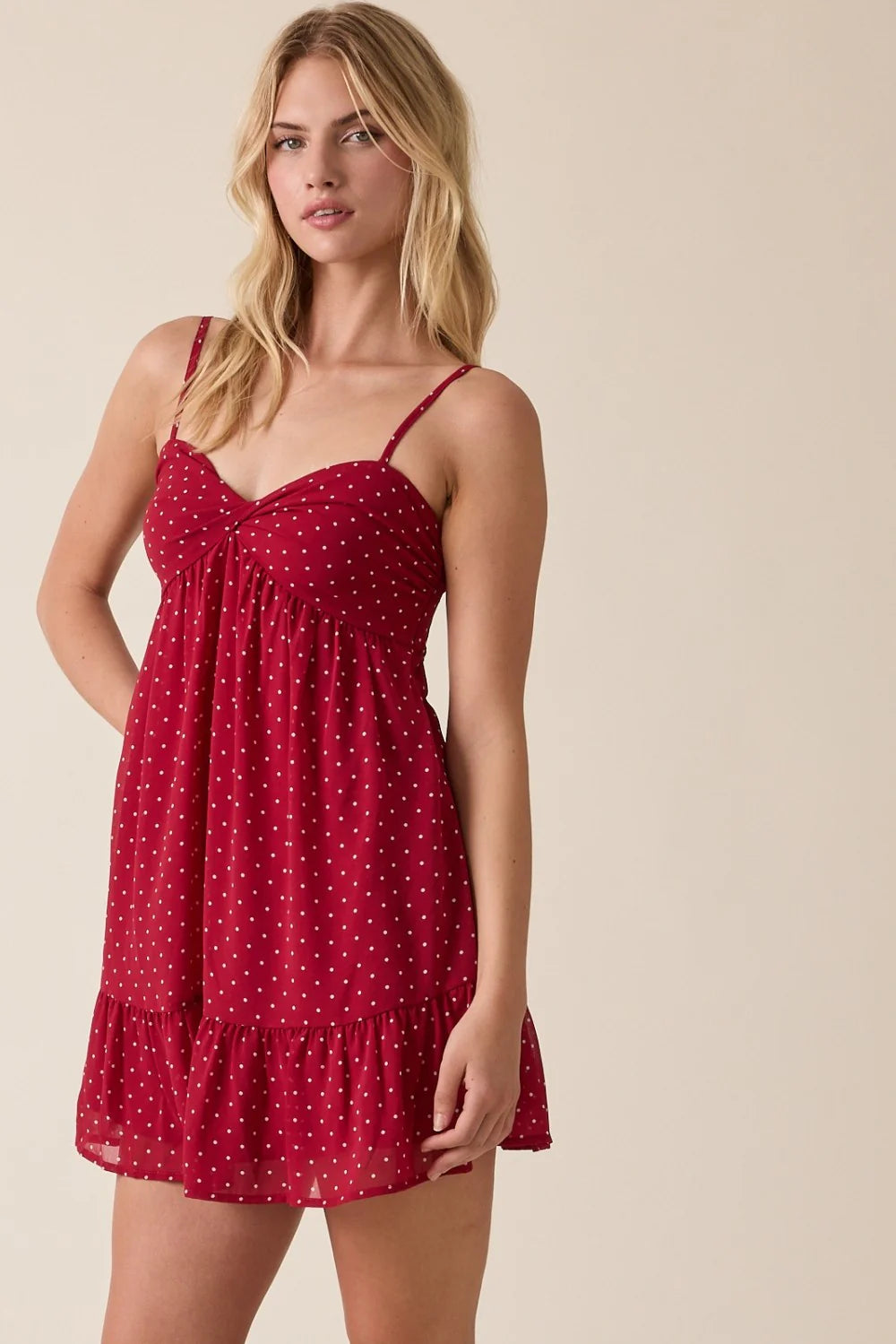 Gracie Red Polka Dot Cami Mini Dress