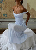 Angiola Corset Off Shoulder Maxi Dress Blue