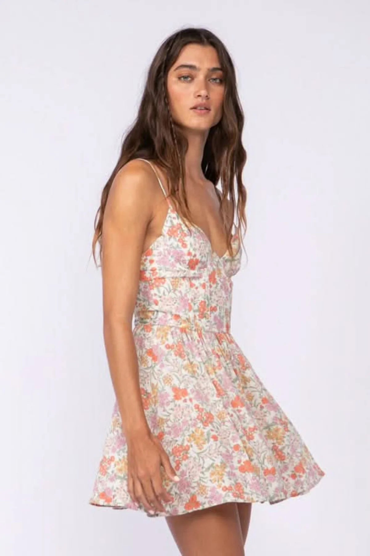 Dalia Cream Elfin Garden Print Cami Dress