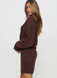Bellamie Long Sleeve Mini Dress Chocolate