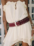 Captain Faux Suede Belt Red Silver