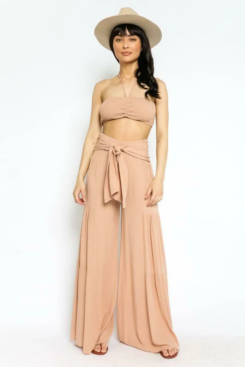 By The Shore Sandy Beige Two Piece Jumpsuit