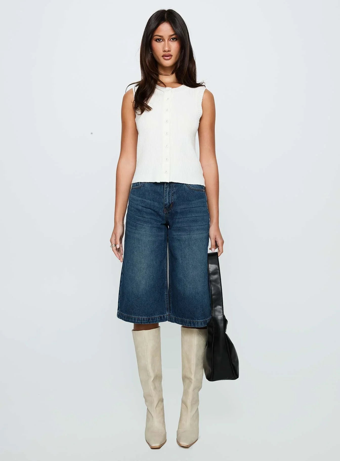 Ollison Longline Denim Shorts Blue