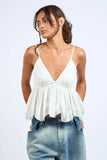 Lexi White Ruffle Babydoll Cami Top