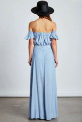Malibu Chambray Blue Stripe Maxi Dress