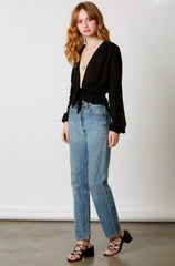 Mirabella Black Cinched Front Tie Top