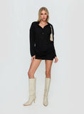 Tareno Long Sleeve Shirt Dress Black