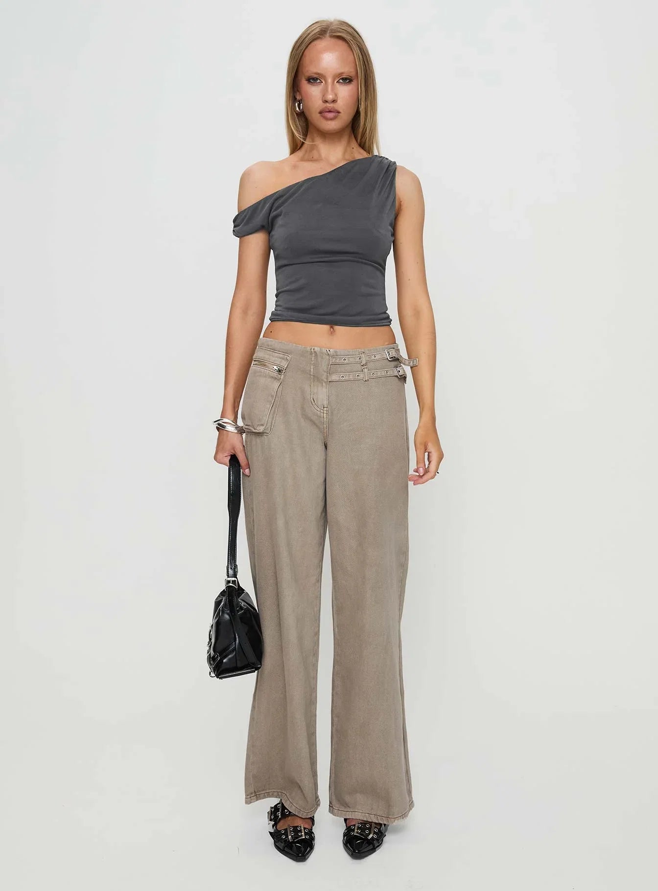 Danette One Shoulder Top Slate
