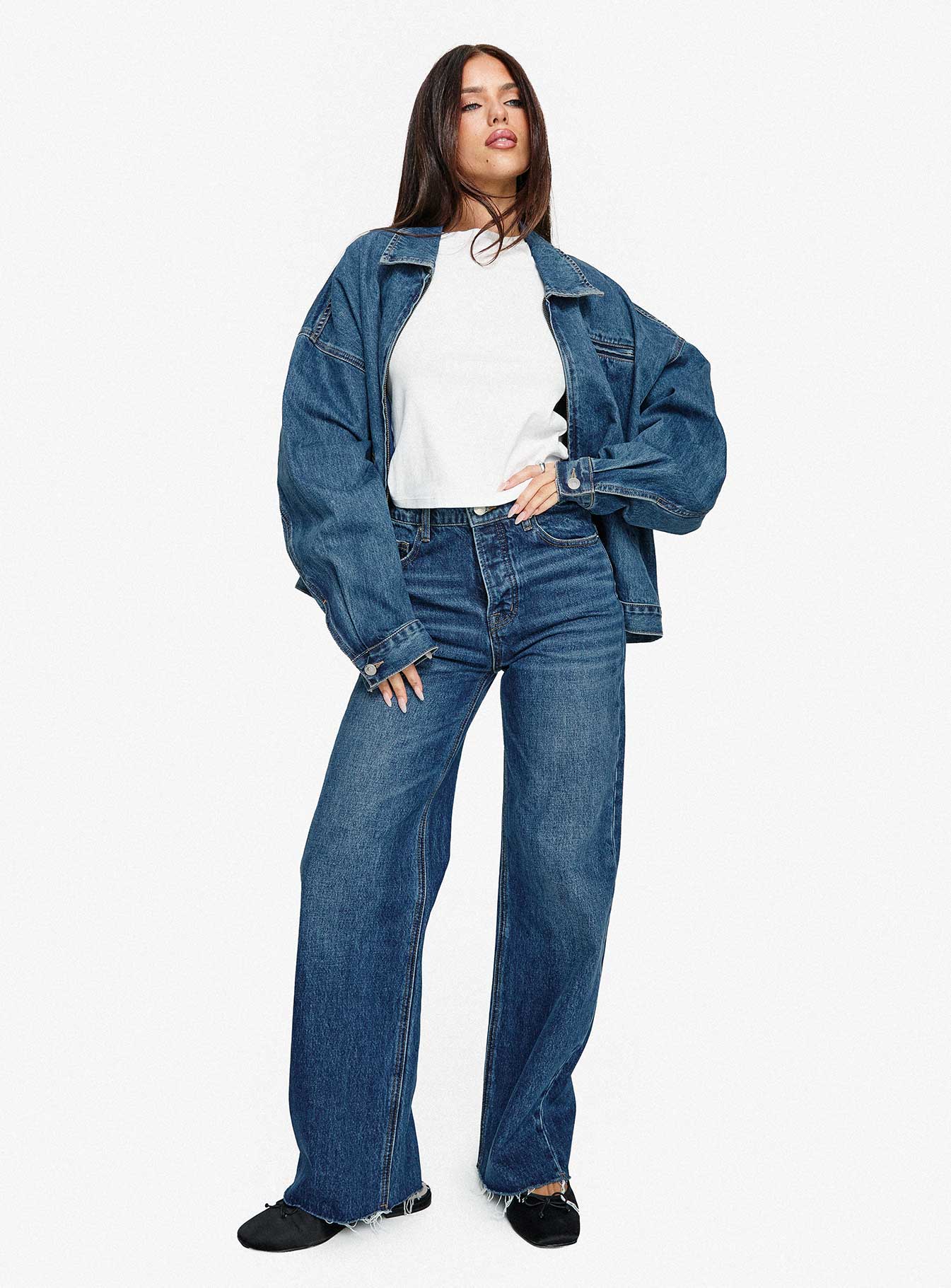 Fawcett High Rise Straight Leg Jeans Dark Blue Wash