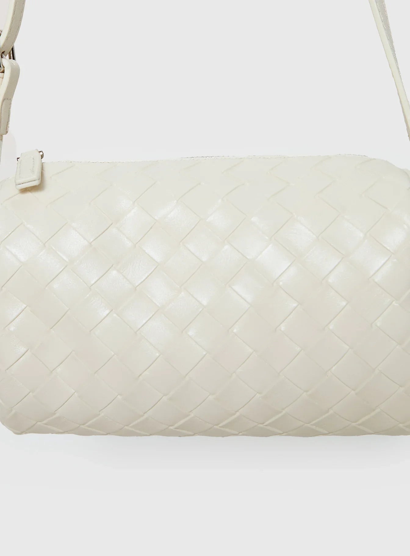 Corlee Woven Faux Leather Cylinder Bag Cream
