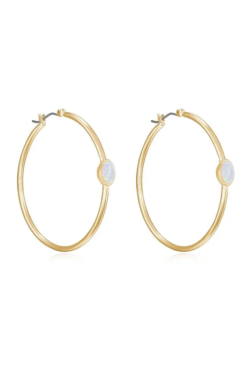 A Drop Of Opal 18k Gold Hoop Earrings