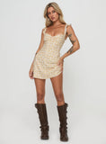 Landon Mini Dress Yellow Floral Petite