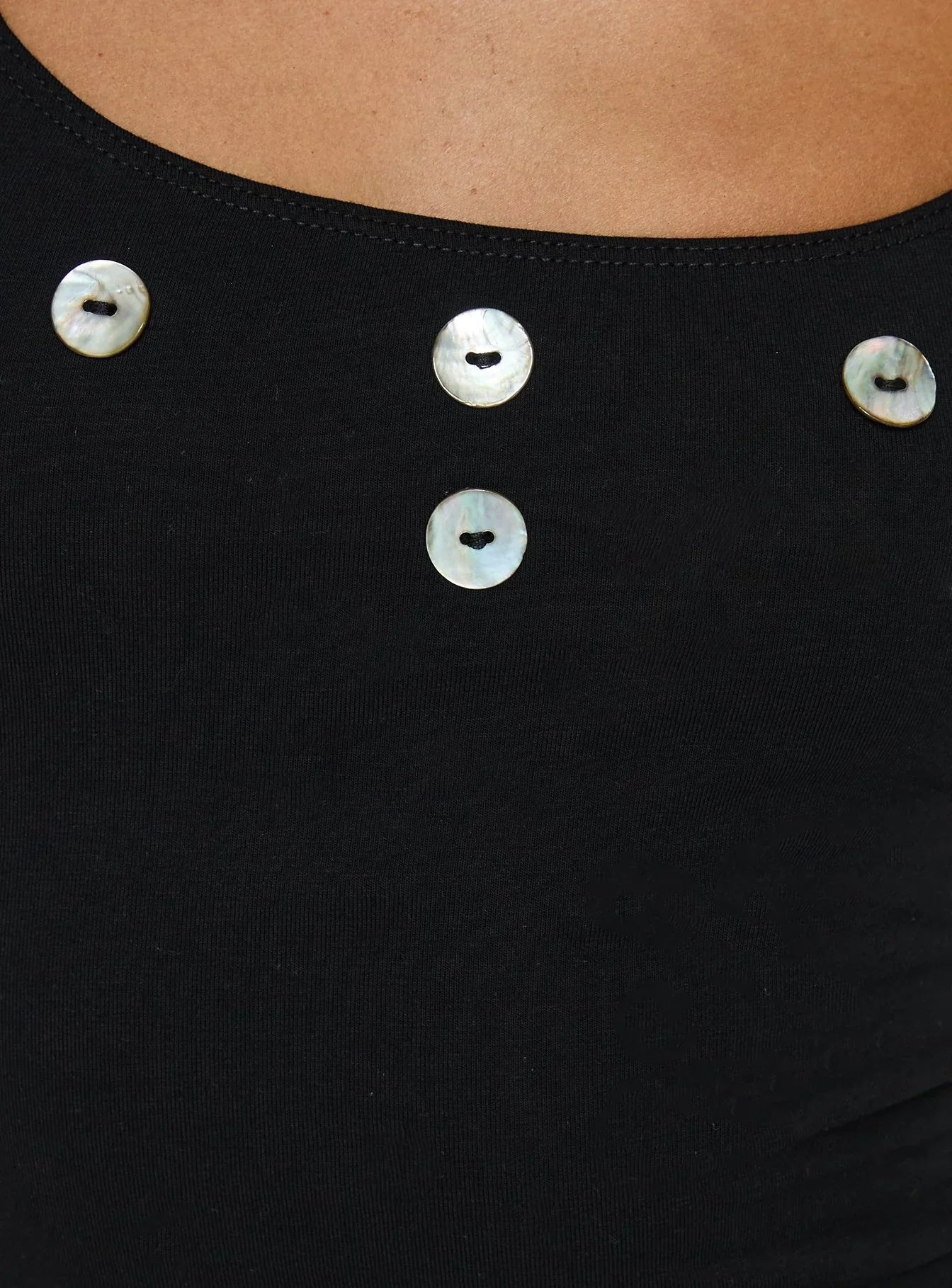 Lysandra Button Halter Top Black