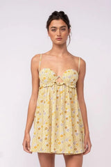 Drew Olive Floral Babydoll Cami Mini Dress