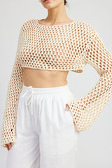 Gracie Ivory Crochet Cropped Sweater