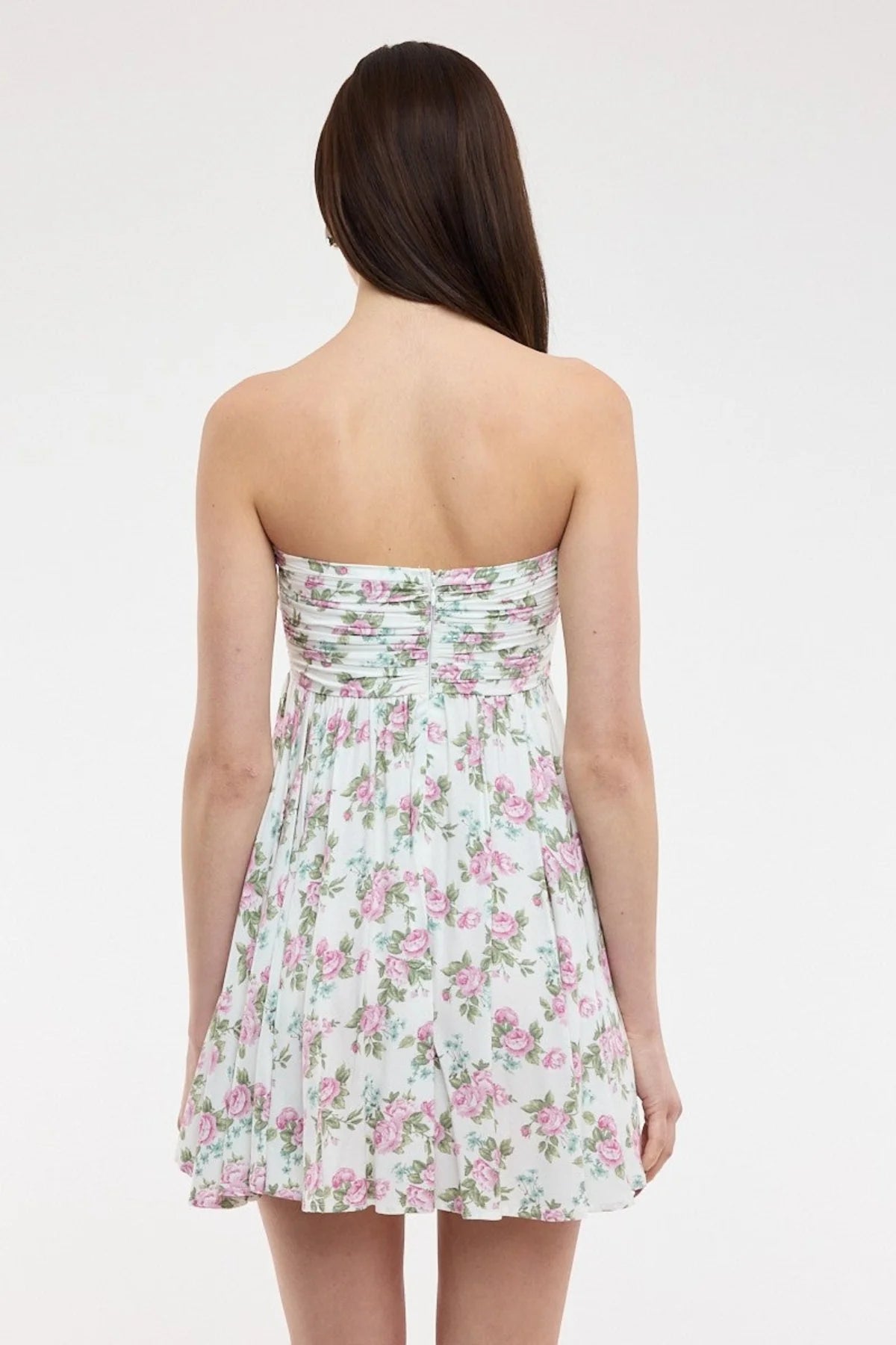 Colette White Purple Strapless Babydoll Dress