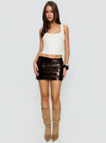 Lanita Sequin Mini Skirt Chocolate