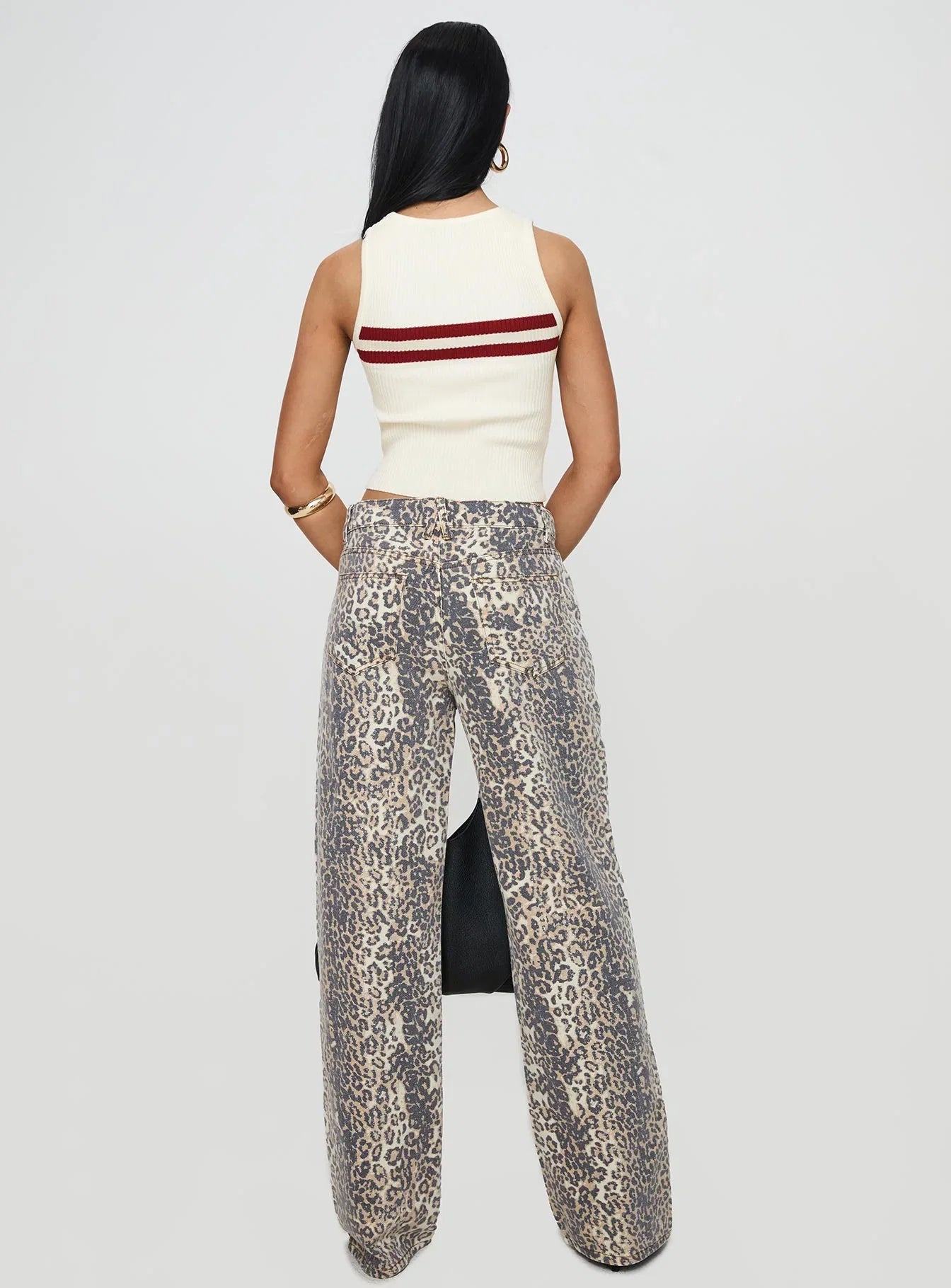 Top Model Low Rise Straight Leg Jeans Leopard Fade