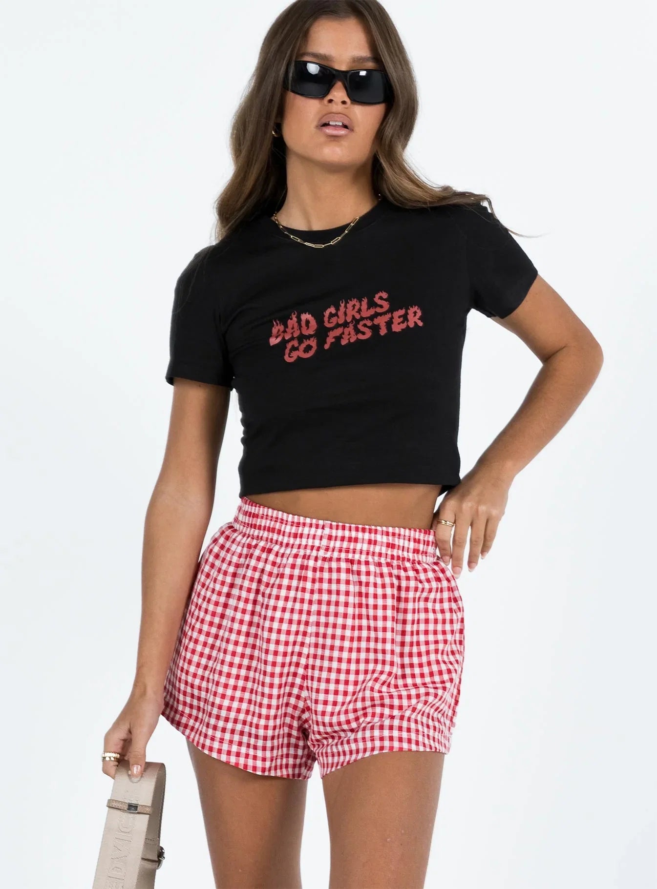 Beach House Shorts Red White Gingham