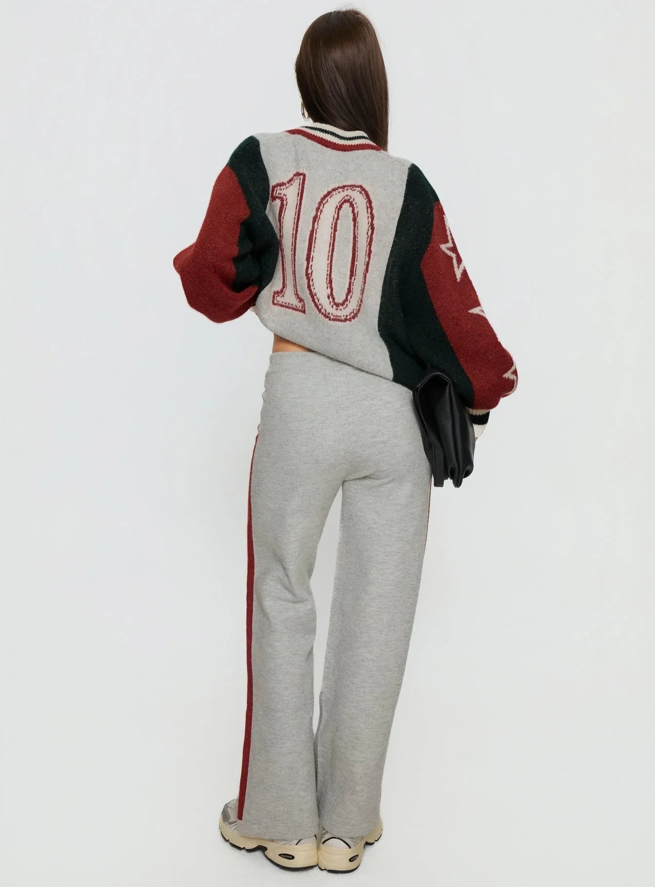 Brandyce Straight Leg Knit Pants Grey Red