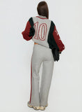 Brandyce Straight Leg Knit Pants Grey Red