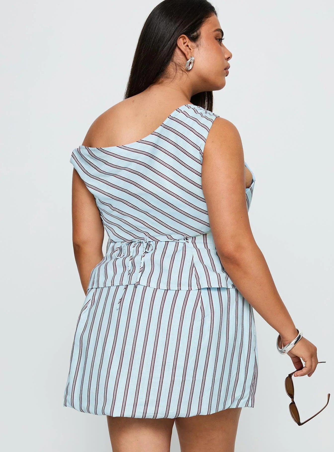 Gulliver Tie Side Mini Skort Blue / Maroon Stripe Curve