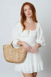 Enchanting White Three Quarter Sleeve Mini Dress