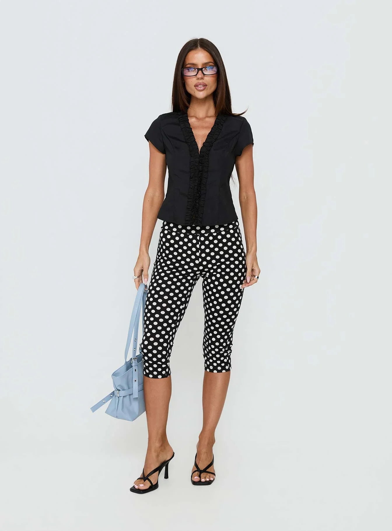 Isadonna Capri Pants Black Polka Dot