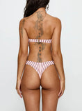 Nevaeh High Cut Bikini Bottoms Pale Pink Stripe