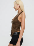 Moderna Halter Lace Top Brown