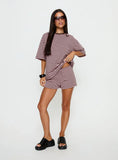 Settle Down Tie Shorts Pink / Brown Stripe