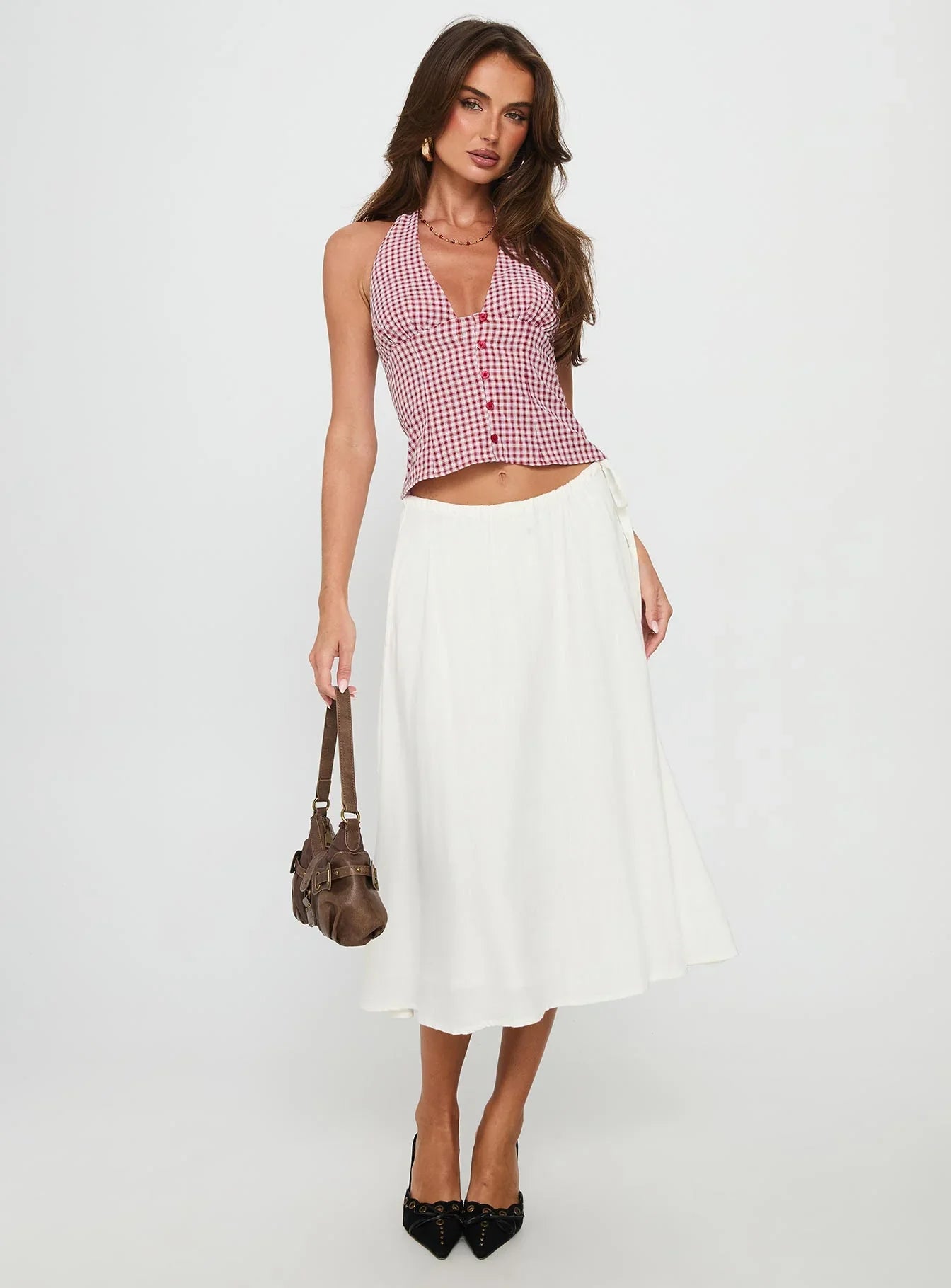 Isolda Halter Top Red Check