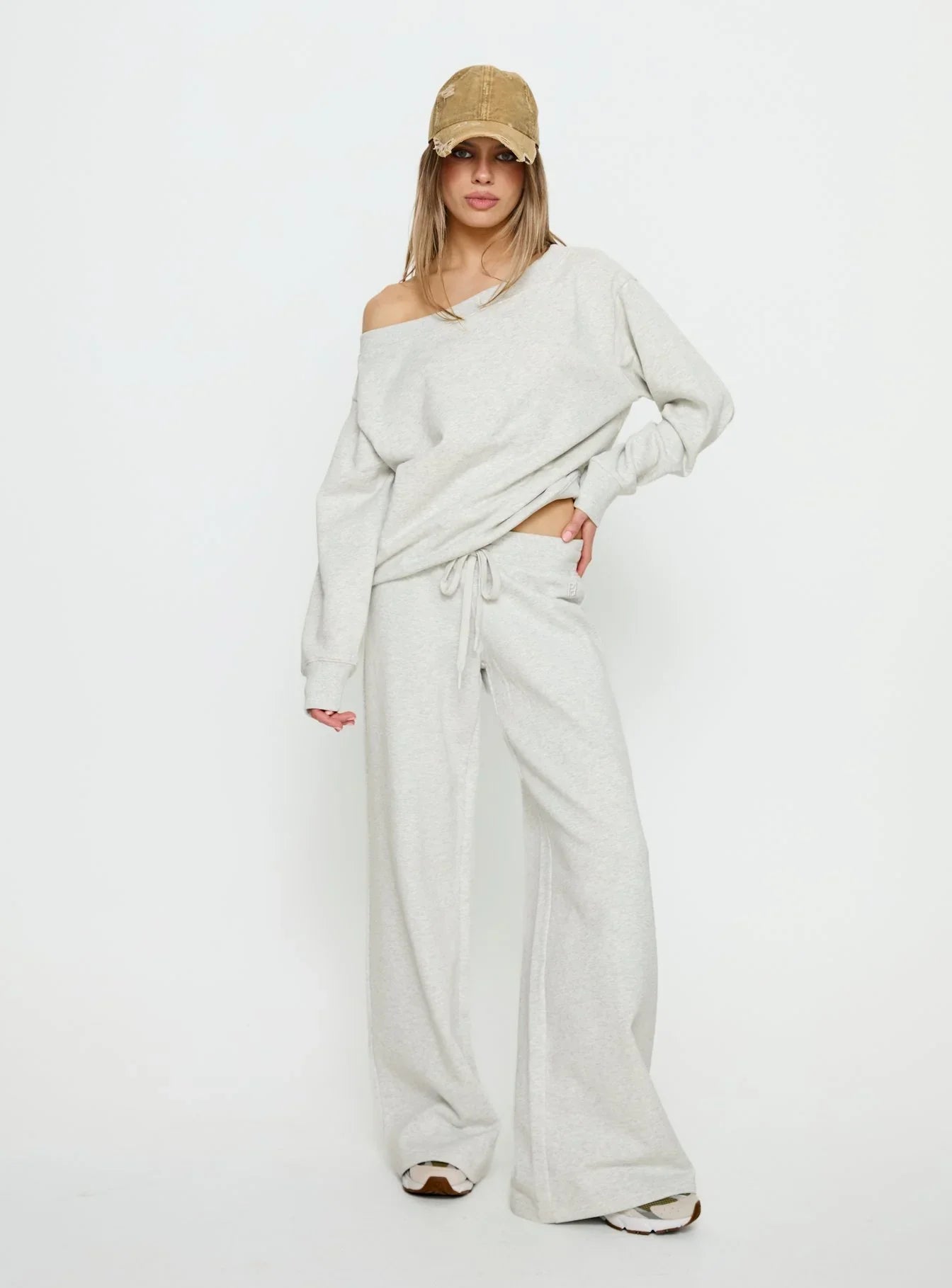 Dodie Wide Leg Pants Grey Marle