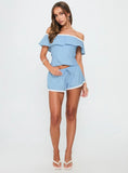 Summertime Sadness Off Shoulder Set Blue Stripe