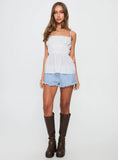 Rosecliff Ruched Longline Top Ivory