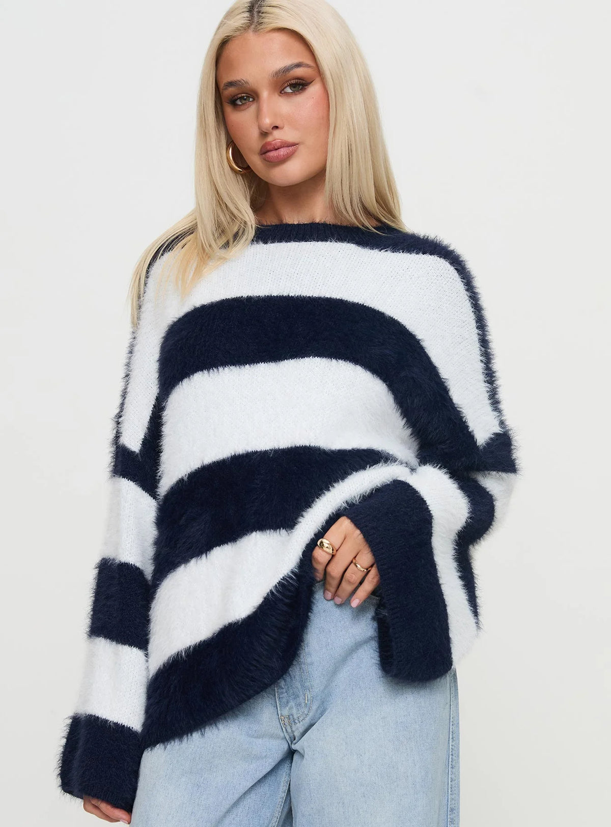 Nerina Knit Sweater Blue White Stripe