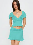 Pappilion Asymmetrical Mini Skirt Aqua