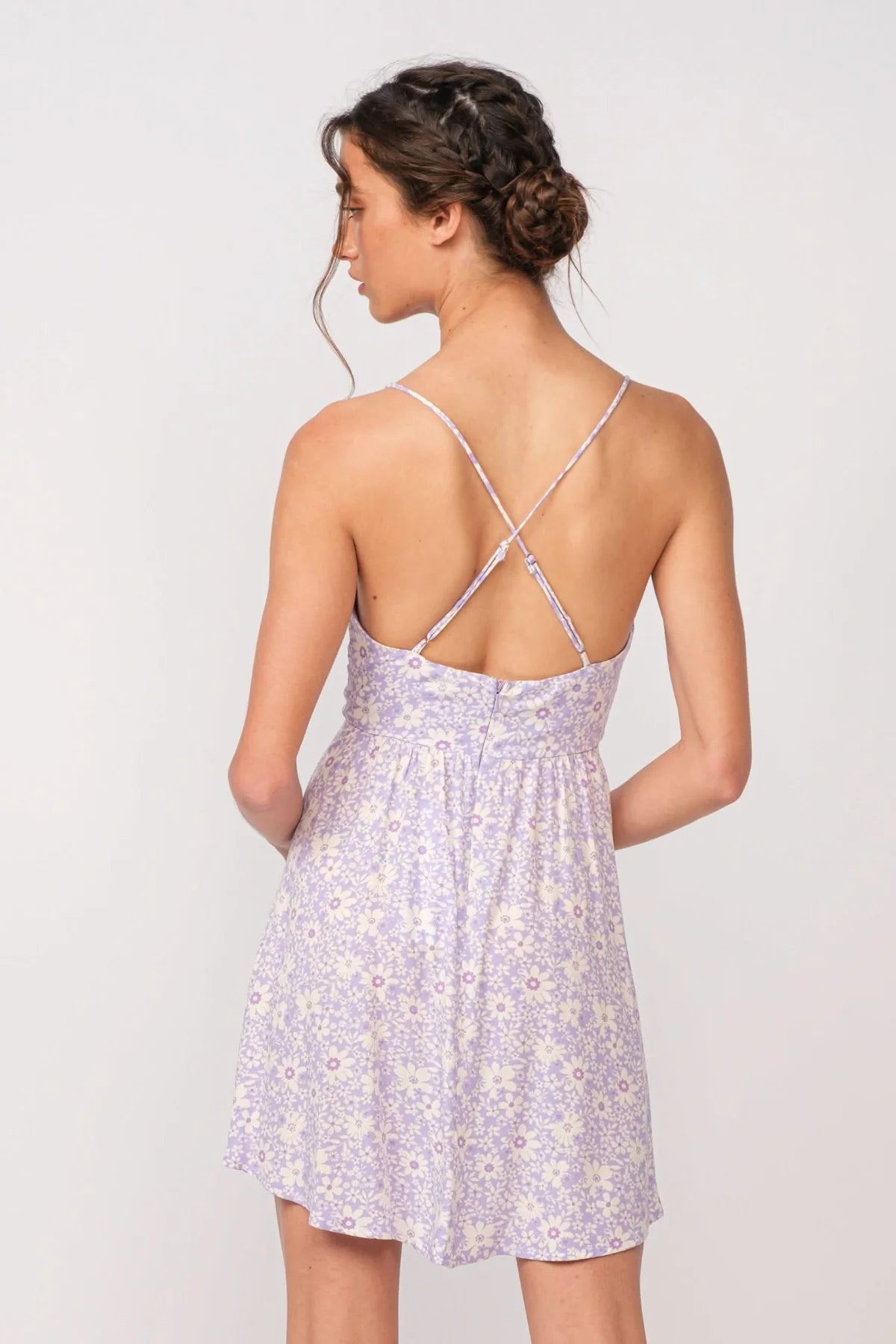 Lucia Purple Floral Corset Cami Dress